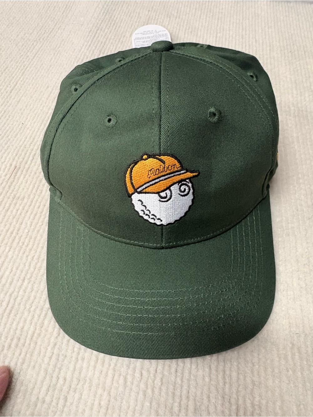 Green Kids Baseball Cap with Yellow Golf Ball Patch